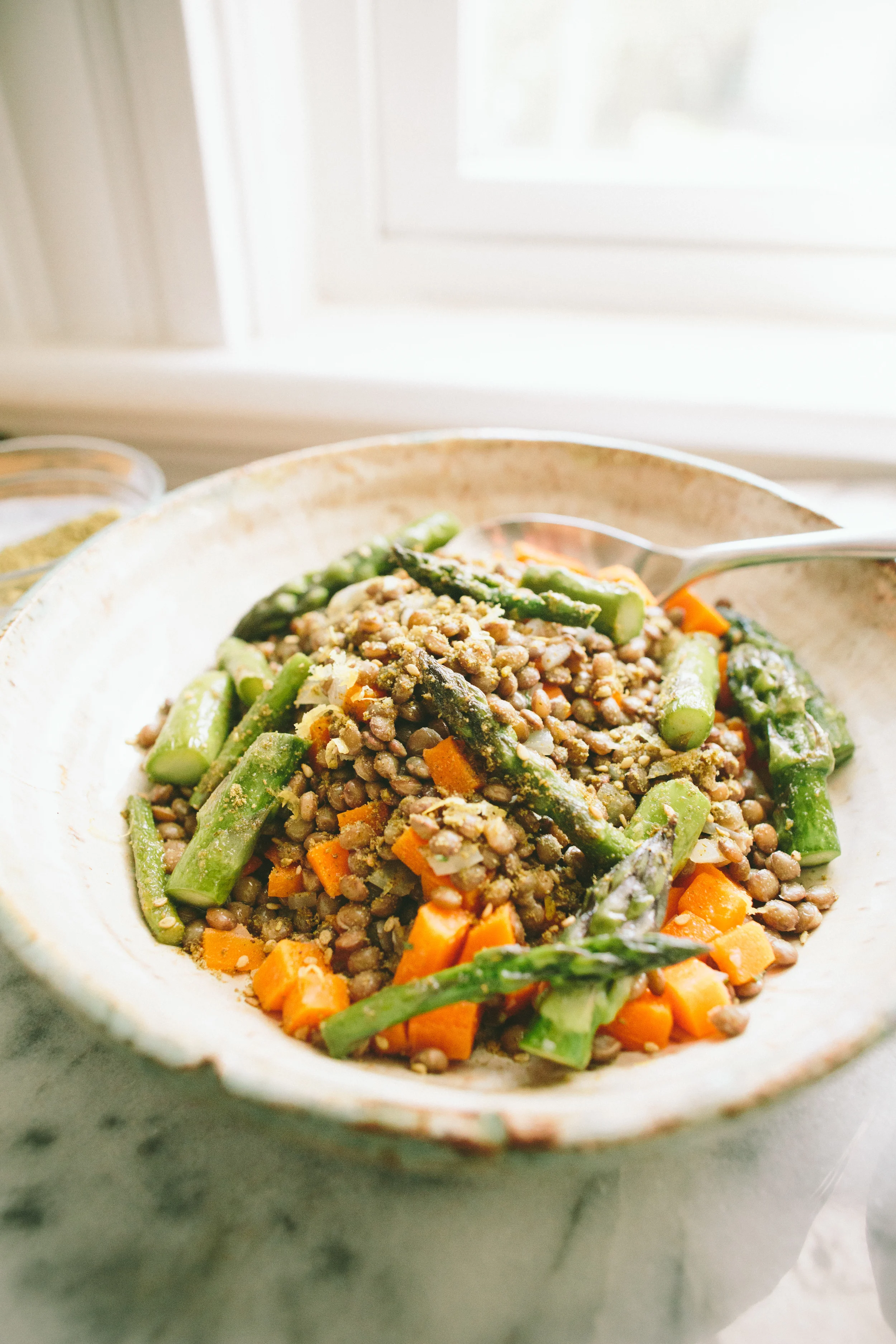 Lemony Lentils with Asparagus and Za'atar — A Thought For Food